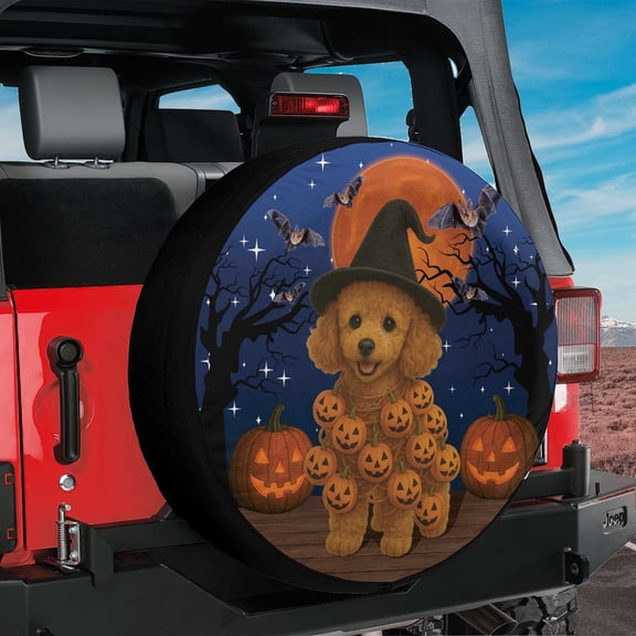 Lotusprinthandmade Poodle Dog Halloween Spare Tire Cover Without Backup Camera Hole