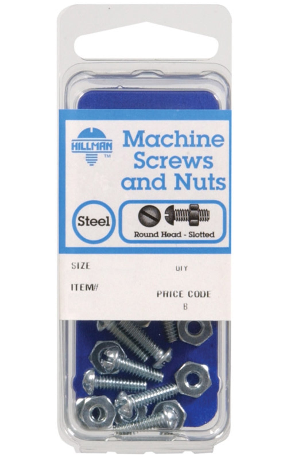 Hillman 7701 Zinc Plated Steel Machine Screws with Nut - pack of 10