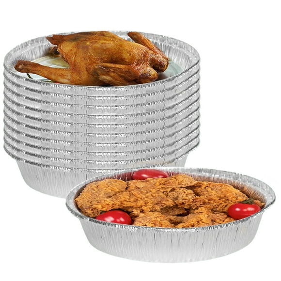 Recyclable Disposable Aluminum 9-Inch Round Pans, Ultimate Versatility For Baking, Barbecue, Cooking, Roasting, Broiling, Bbq, Picnic, And More, Non-Toxic And Tasteless, With