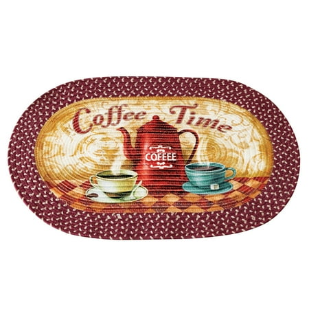 Old Rub - Old Fashioned Coffee Time Braided Accent Rug - Vintage Kitchen Decor for Coffee Lovers