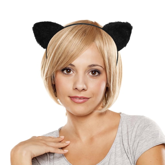 LOLIPPYY Plush Headband with Furry Cat Ears for Women, Perfect for Spa and Beauty Use, 1 Piece
