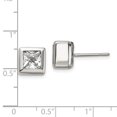 thumbnail image 3 of Stainless Steel Polished Square CZ Post Earrings, 3 of 3