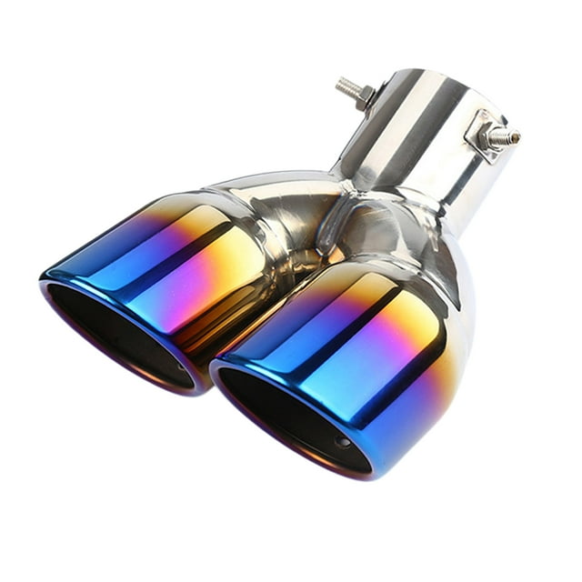 Colorful Universal Dual Pipe Car Modified Exhaust Pipe Cover Stainless Steel Design For Tailpipe Decoration Vehicle Styling Motorcycle Customization 140 Char Colorful