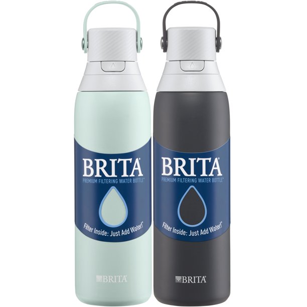 Brita Stainless Steel Water Bottles with Filter, 20 Ounce Premium