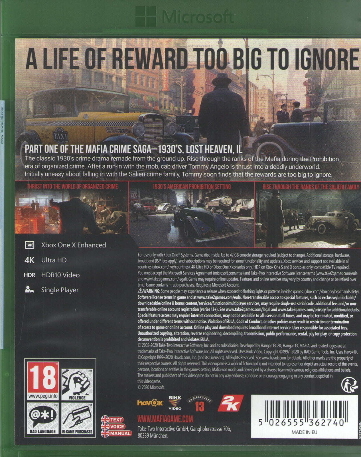 Mafia Definitive Edition Game for XBOX ONE: Prohibition-era