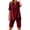 Wine, variant on Linen Sets for Women 2 Piece Shorts Outfits Casual Summer Button V-Neck Short Sleeve Tops and Elastic Waist Shorts Outfit Sets