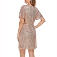 thumbnail image 5 of Daiosportswear Women'S V Neck Sequin Sparkly Short Sleeve Tunic Tshirt Dress Loose Glitter Cocktail Party Mini Dress,Women'S Short-Sleeved Dress Gold 10(XL), 5 of 7