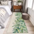 thumbnail image 4 of Tropical Botanical 2'x6' Runner Rugs for Hallway Kitchen Bedside Non Slip, Watercolor Green Monstera Palm Leaves Beige Entryway Rug Runners with Rubber Backing, Long Carpet Runner for Laundry Room, 4 of 8