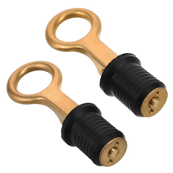 WASHWEPE Golden Brass and Rubber Boat Drain Plug for Durable Sealing 2Pcs