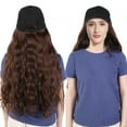 thumbnail image 4 of Gorra de béisbol con pelucas de pelo largo y ondulado Nikou sombrero de moda para mujer y niña color Marrón claro, 4 of 10
