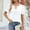 White, variant on Pitauce Summer Tops for Women Trendy Solid Color Ruffles V Neck Short Sleeve T-Shirt Casual Loose Basic Tunic Blouses Going Out Tops