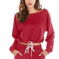thumbnail image 4 of Wycnly Womens Two Piece Outfits Long Sleeve Pullover Sweatshirts and Drawstring Pocket Jogger Pants Tracksuits Casual Solid Sweatsuits Lounge Set under $5, 4 of 6
