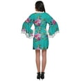 thumbnail image 4 of Moomaya Robe Courte Imprimée pour Mariée Préparation Manches Cloche Peignoir Femmes Enveloppe, 4 of 6