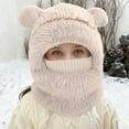 thumbnail image 5 of UngA Girls' 3-in-1 Beanie Hat with Scarf & Mask, Fleece-Lined Winter Ear Muff Beanie for Cold Weather (Beige,3-10 Years), 5 of 7