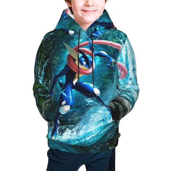 Youth Rare Greninja Hoodies 3D Print Pullover Hooded Sweatshirt With Pocket For Boys Girls Teen Medium