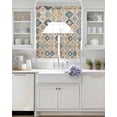 thumbnail image 4 of Morocco Ethnic Kitchen Curtains Swag Valance and Tier Curtains Set 36 Inch Length, Boho Country Retro Abstract Checked Rod Pocket Drape Panels Pair Swag Curtain for Bathroom/Cafe/Window, 4 of 6