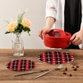 thumbnail image 7 of SKYSONIC 2Pcs Trivet Pot Holder, Buffalo Plaid Geometric Round Woven Potholders Set Cotton Braided Hot Pads Coasters Table Mats for Cooking and Baking, 7 of 7