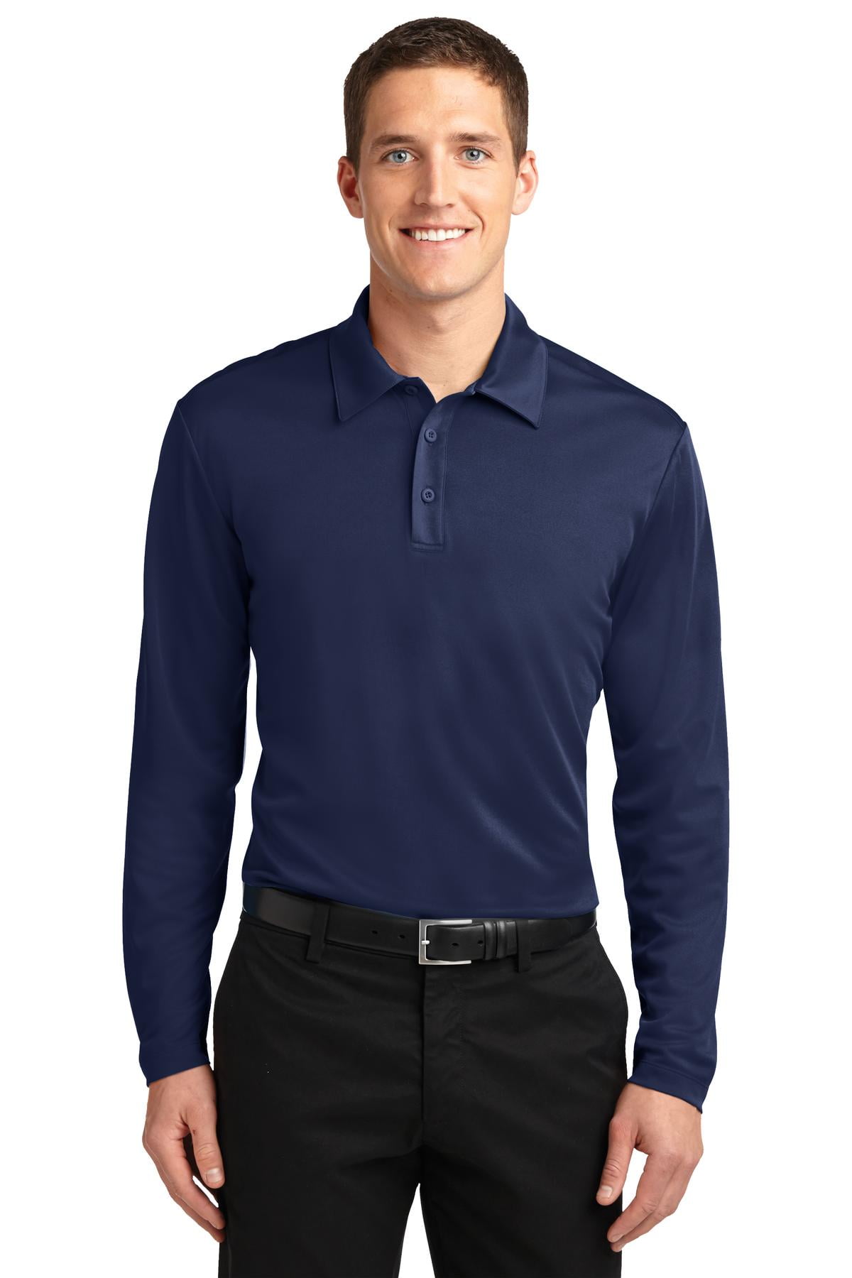 Port Authority Silk Touch Performance Long Sleeve Polo K540ls - Navy ...