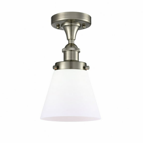 916-1C-SN-G61-Innovations Lighting-Cone - 1 Light Semi-Flush Mount In Industrial Style-11 Inches Tall and 6 Inches Wide-Brushed Satin Nickel