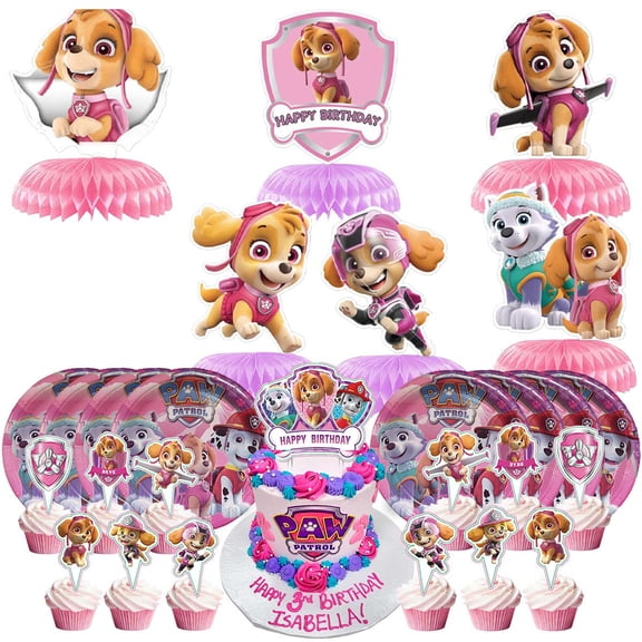 Paw Patrol Party Supplies Decor Plates Fans Decorations Honeycomb Centerpieces Cake Toppers