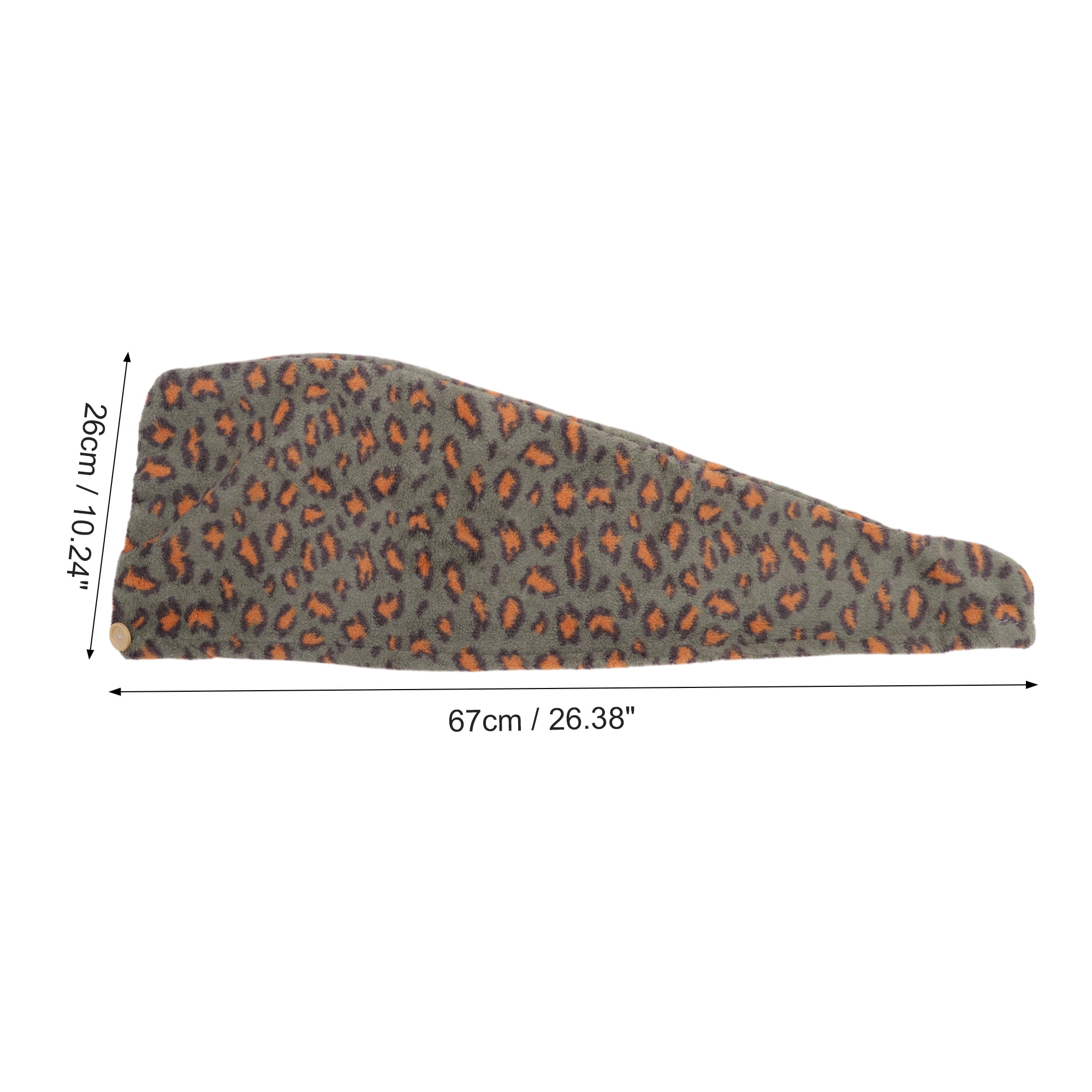 Unique Bargains 1pc Water-absorbent Leopard Print Hair Towel 26.38"x 10.24" Light Green
