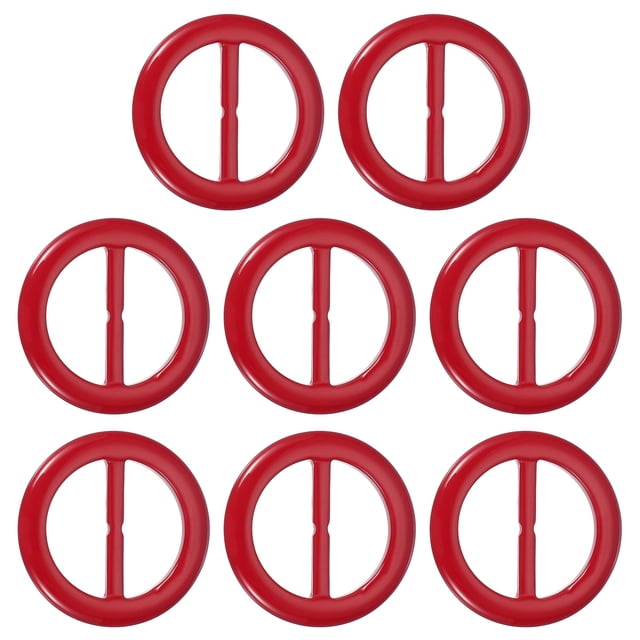 Uxcell 8 Pcs Clips de Corbata de Camiseta, Clip de Anillo de Bufanda de Plástico, Anillos de Hebilla con Nudo en la Cintura, Hebillas Circulares Redondas para Mujeres Rojas