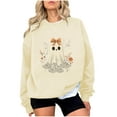 thumbnail image 2 of HOOJT Womens Crewneck Sweatshirts Fall Long Sleeve Sweaters Halloween Printed Hoodless Sweatshirts Funny Novelty Pumpkin Print Loose Pullover Top Halloween Costumes, 2 of 4
