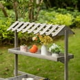 thumbnail image 6 of Vintiquewise QI004639 Antique Rustic Solid Wood decor Display Rack Cart Wood Plant Stand 3 Tier with Wheels for Display, Wood Wagon with Shelves for Plants and More, 6 of 6