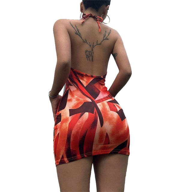 Qarigey Vestido de verano con cuello en V para mujer, vestidos con hombros descubiertos estampados para niñas, regalo de cumpleaños Vestidos S Qarigey AP011361-01