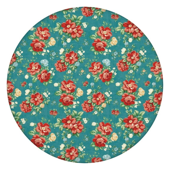 Round Elastic Tablecloth,Waterproof Table Cover,Pioneer Floral Table Cloth Fits 36"-44" Round Tables for Dinner Outdoor Picnic Flowers