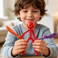 thumbnail image 4 of Bomd Generisch Action Figure, Collectable Buildable Stick Figure Toy, Stop Motion Figures Set with 2 Weapons, Movable Model Action Figure Playset for Boys Kids Children Daily Play Red, 4 of 6