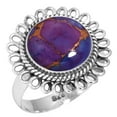 thumbnail image 1 of 925 Silver Ring For Women - Men Copper Purple Turquoise Stone Silver Ring Size 8.5 Fashion Silver Ring Size 8.5 Gift For Girl Friend On Cocktail Party 925 Gemstone Silver Jewelry, 1 of 6