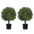 thumbnail image 2 of 22in Artificial Topiary Boxwood Ball Trees Faux Evergreen Potted Shrubs for Porch Patio Entryway Indoor Living Room Decor 2 Pack, 2 of 8