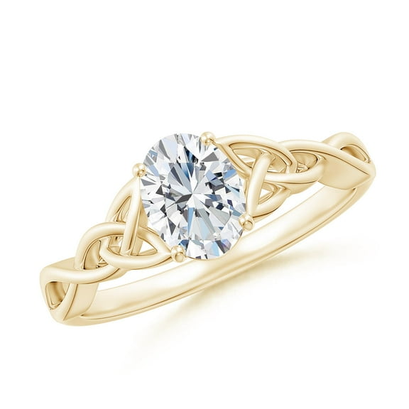 ANGARA Lab Grown Diamond Celtic Knot Engagement Ring for Women in 14K Yellow Gold (Size-7x5mm| Color-F-G| Clarity-VS) | April Birthstone, Anniversary, Jewelry Gift for Women | Lab-Grown Diamond Ring