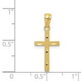 thumbnail image 2 of 14k Yellow Gold Solid Satin & Diamond-cut Cross Charm Pendant, 2 of 2