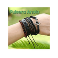 thumbnail image 2 of Pulsera Ancla Xtellar Cuerda Cuero Cuentas 4 En 1 Vintage Unisex Largo 6 cm, 2 of 4