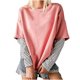 thumbnail image 1 of Blusa de manga larga de dos pines falsos con empalme a rayas y cuello redondo para mujer Pompotops gfhjh19628, 1 of 6