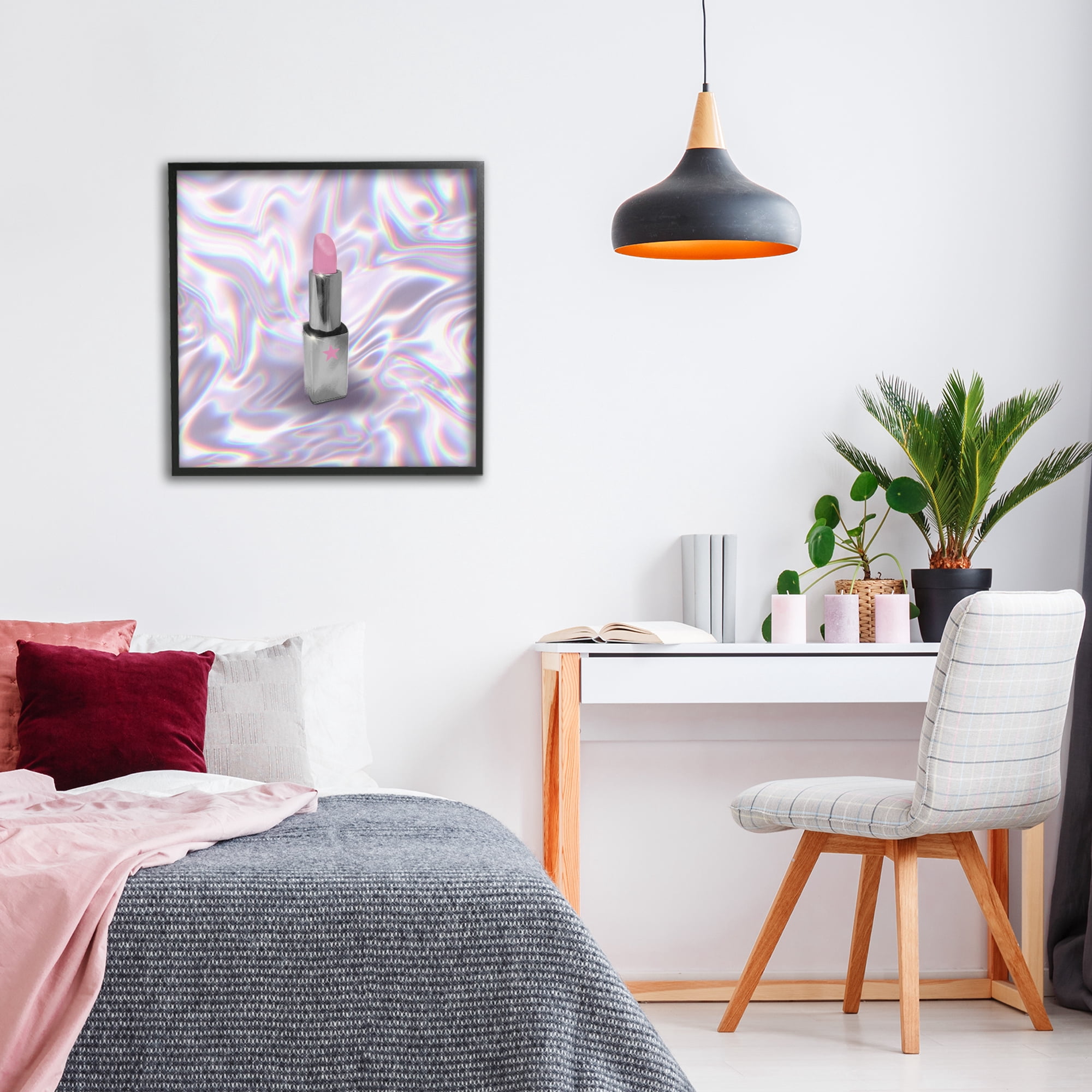 Stupell Industries Iridescent Icon Lipstick Black Framed Giclee Art, design by Matthew Piotrowicz