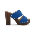 thumbnail image 3 of BLISSFUL STEP Women's Faux Suede Platform High Block Heel Slides Sandals Deep Blue 7, 3 of 7