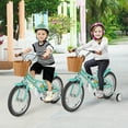 thumbnail image 2 of Costway 16" Kid Bicycle with Height-Adjustable Handlebar & Saddle Storage Basket Bell Green, 2 of 10
