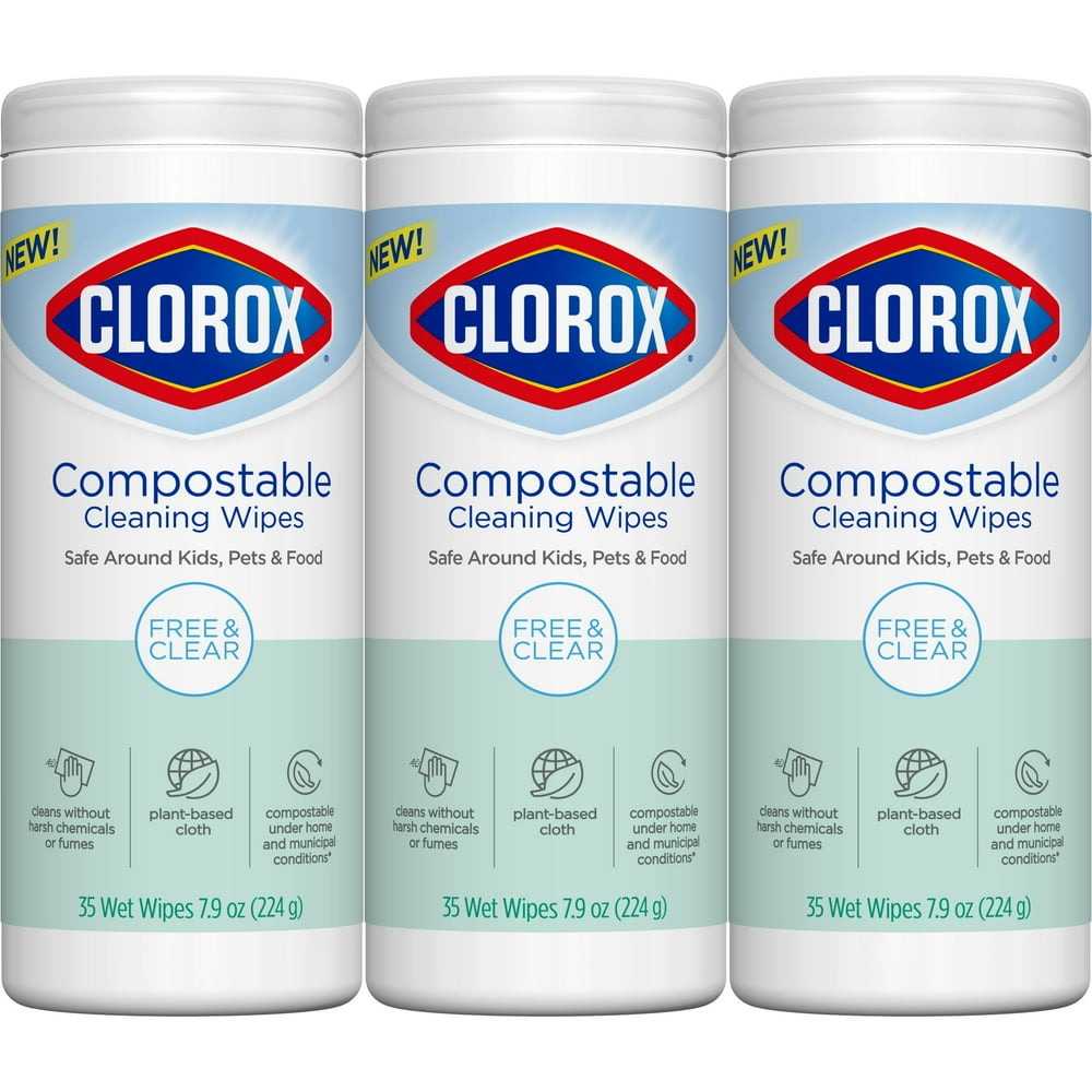 Clorox Compostable Cleaning Wipes All Purpose Wipes Unscented, Free