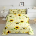 thumbnail image 2 of Manfei Yellow Cartoon Bee Bedding Full Comforter Set, Vibrant Sunflower Down Comforter, Rutsic Animal Reversible Duvet Insert, Microfiber Room Decoration, 3 Pieces, 2 of 8