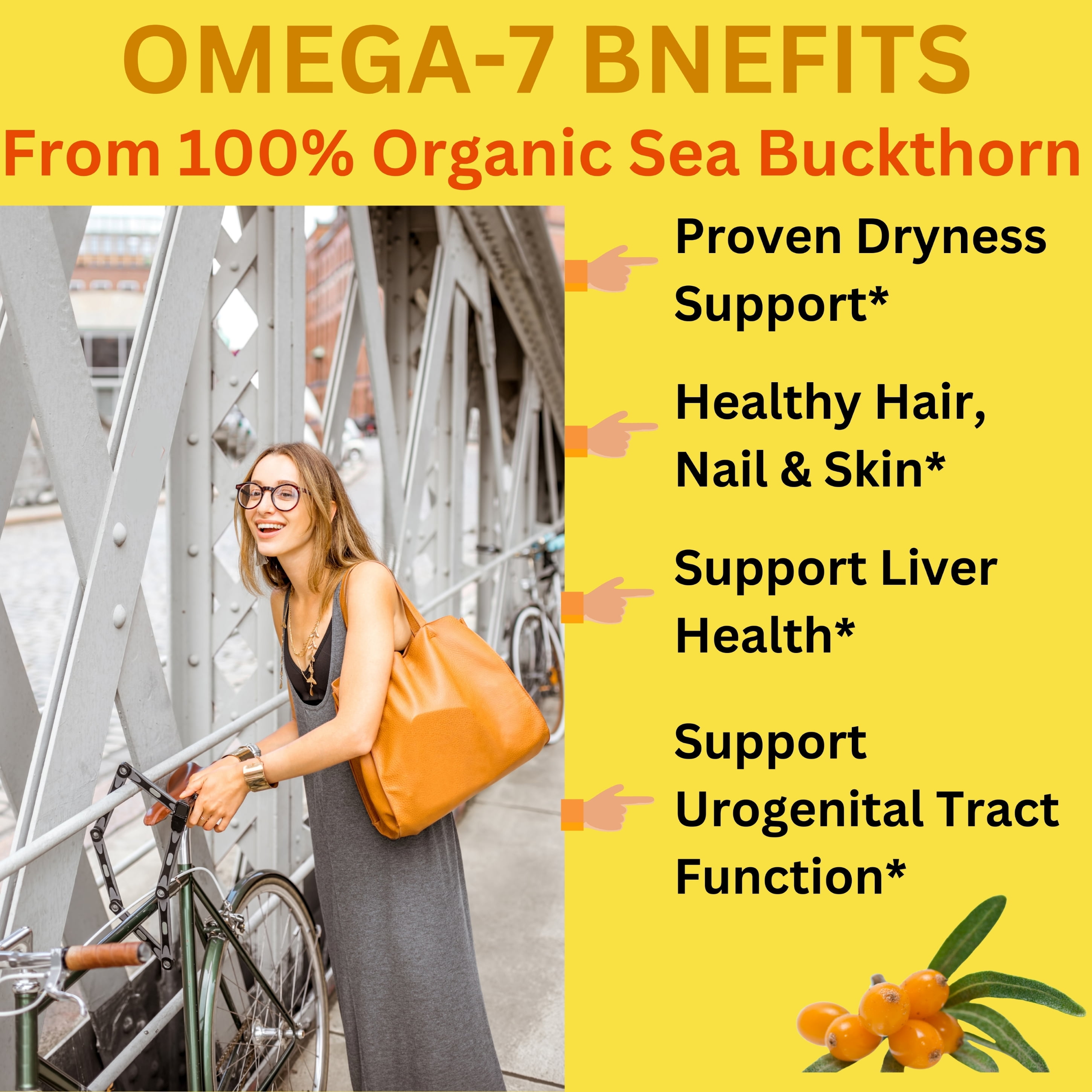 Nikoni Organic Sea Buckthorn Oil Omega-7 Antioxidant Support Vegan Softgels 240 Count