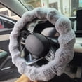 thumbnail image 6 of Luxury Fluffy Winter Car Steering Wheel Cover for Women, Fuzzy Cute Steering Wheel Cover Soft Warm Furry Auto Plush Fur Vehicle Steering Wheel Protector Waved (Gray), 6 of 12