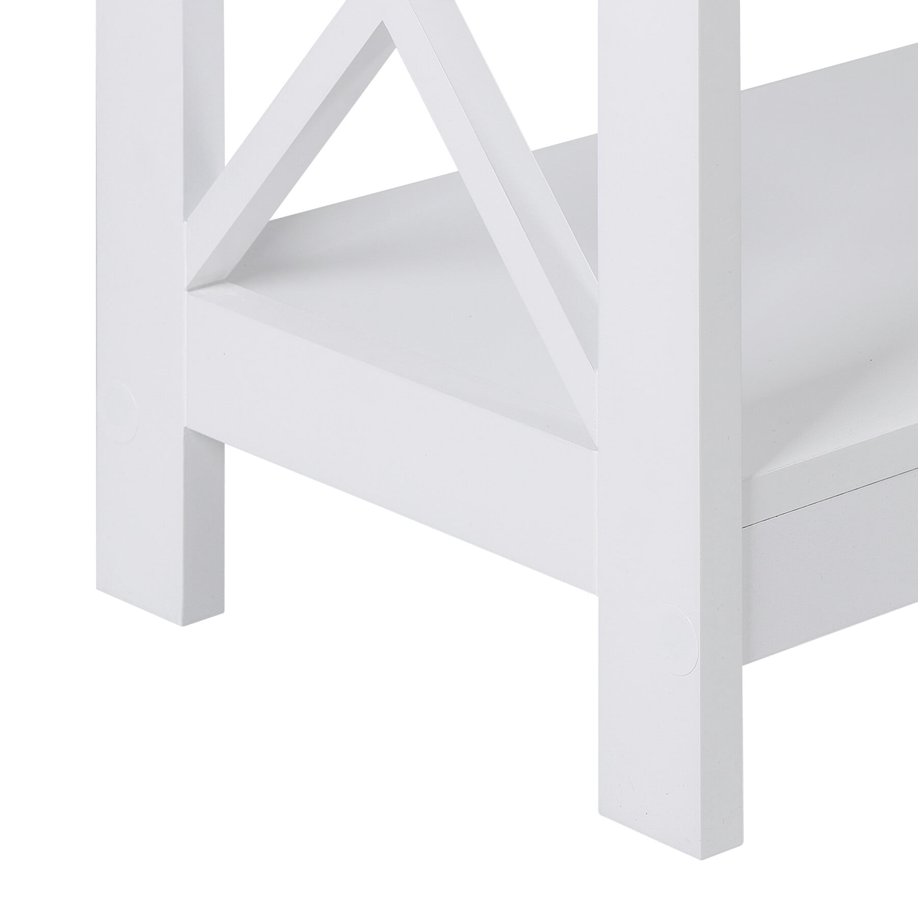 ZENSTYLE End Table Sofa Side Storage Shelf Living Room Bedroom Furniture 3 Tier X-Design White
