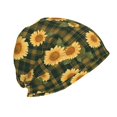 thumbnail image 3 of Naloa Black Ink Green Plaid Sunflower Beanie for Men Women Knitted Unisex Winter Hat Beanies Cap Knit Cuffed Beanies Hats, 3 of 7