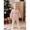 thumbnail image 5 of Cjfdfy Newborn Baby Girl Christmas Fall Outfit Reindeer Gingerbread Man Embroidery Puff Long Sleeve Bubble Romper And Headband Infant My First Christmas Fall Winter Clothes 0-18 Months, 5 of 9