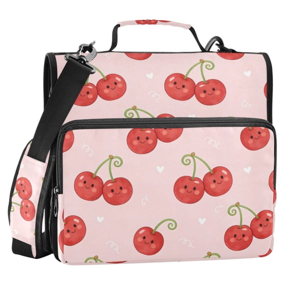 ALAZA Zipper Binder Funny Cherry 2 in 3 Ring Trapper Keeper 500 Sheet Capacity File Folder Organizer Bag