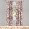 thumbnail image 3 of Ambesonne Bicycle Curtains, Pink Flowers Doodle, Pair of 28"x84", Pale Yellow Dark Brown, 3 of 5