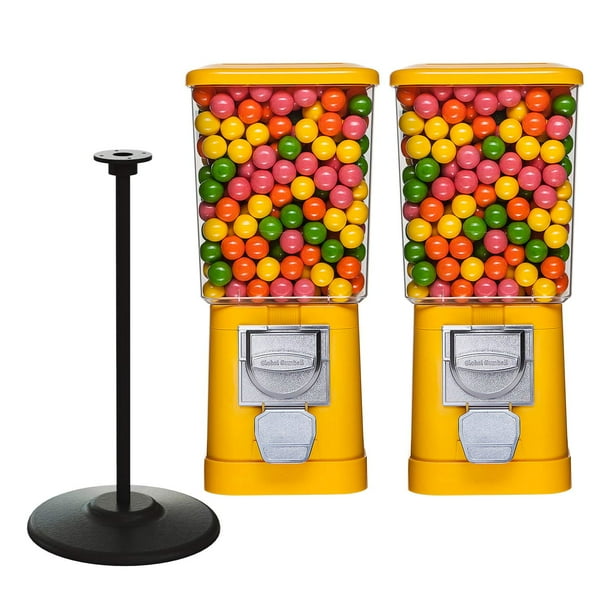 Gumball Machine with Stand 2 Yellow Vending Machines and Stand with Connecting Board Candy